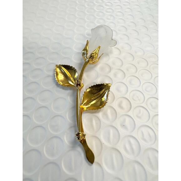 Vintage Rose Brooch with Frosted Petal - Picture 3 of 5